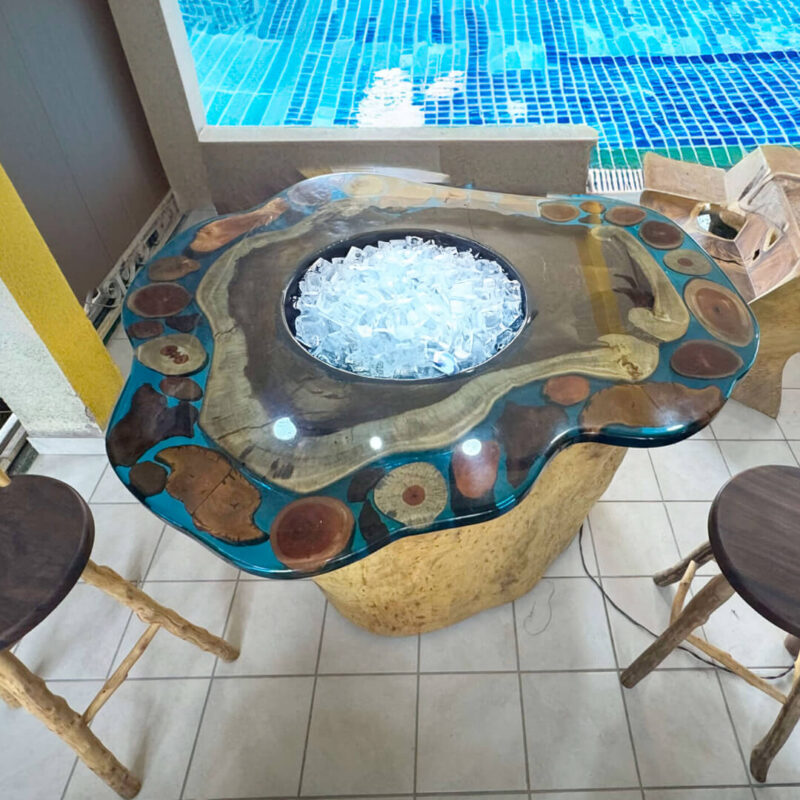 Guanacaste Wood Bar with Epoxy Resin Top