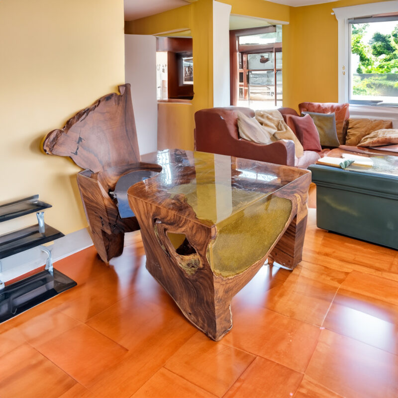 Guanacaste Wood Desk with Epoxy Resin