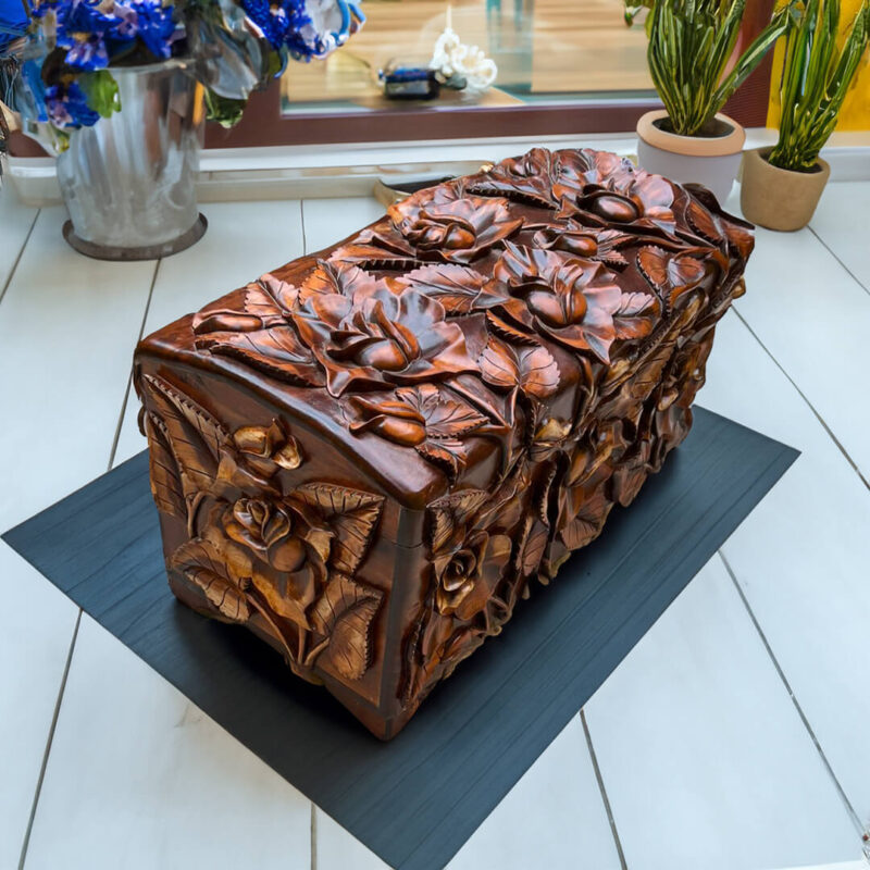 Hand-Carved Cedar Wood Chest