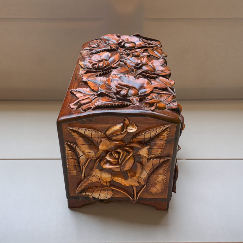 Hand-Carved Cedar Wood Chest - Image 3