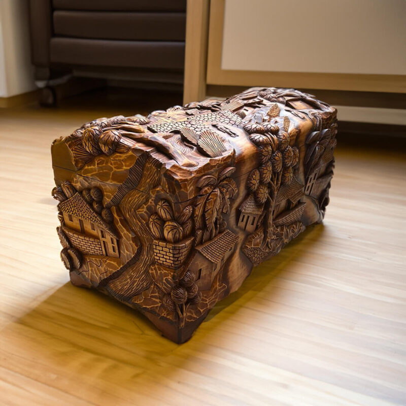 Hand-Carved Cedar Wood Chest