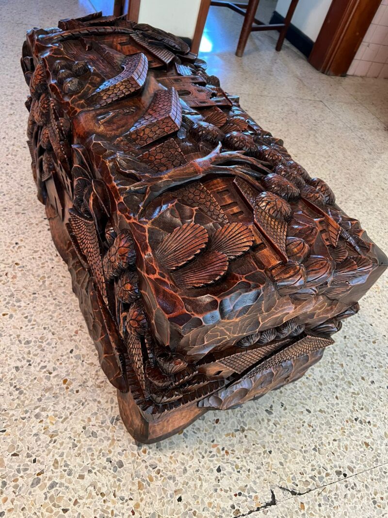 Hand-Carved Cedar Wood Chest - Image 3