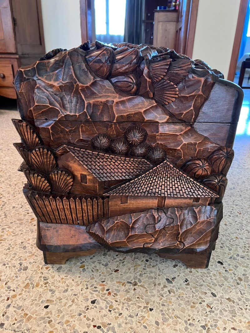 Hand-Carved Cedar Wood Chest - Image 4