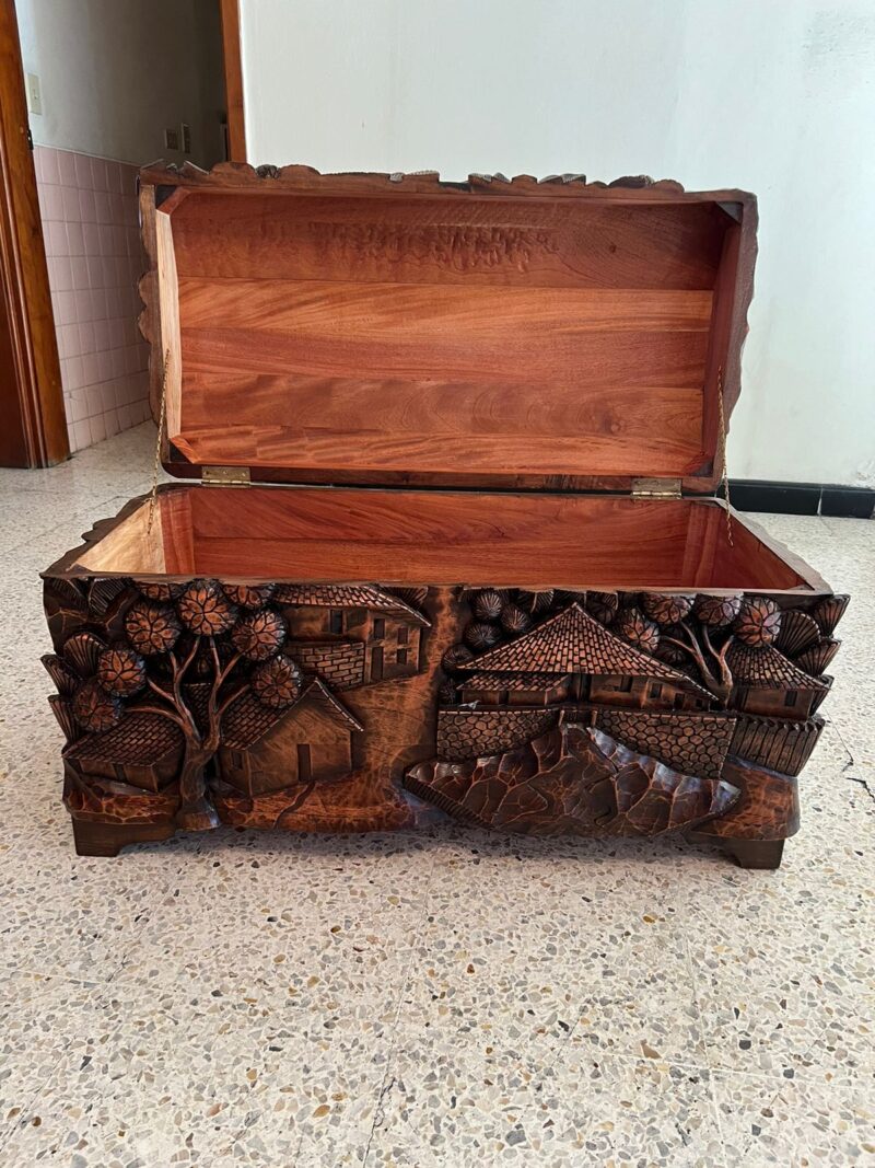 Hand-Carved Cedar Wood Chest - Image 7