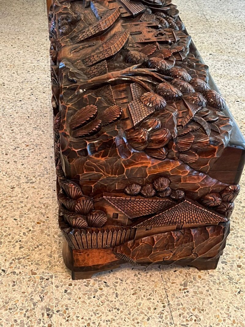 Hand-Carved Cedar Wood Chest - Image 2