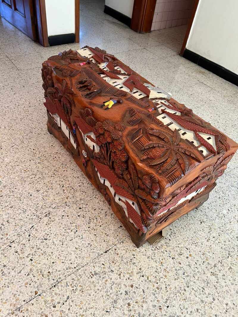 Hand-Carved Cedar Wood Chest - Image 3