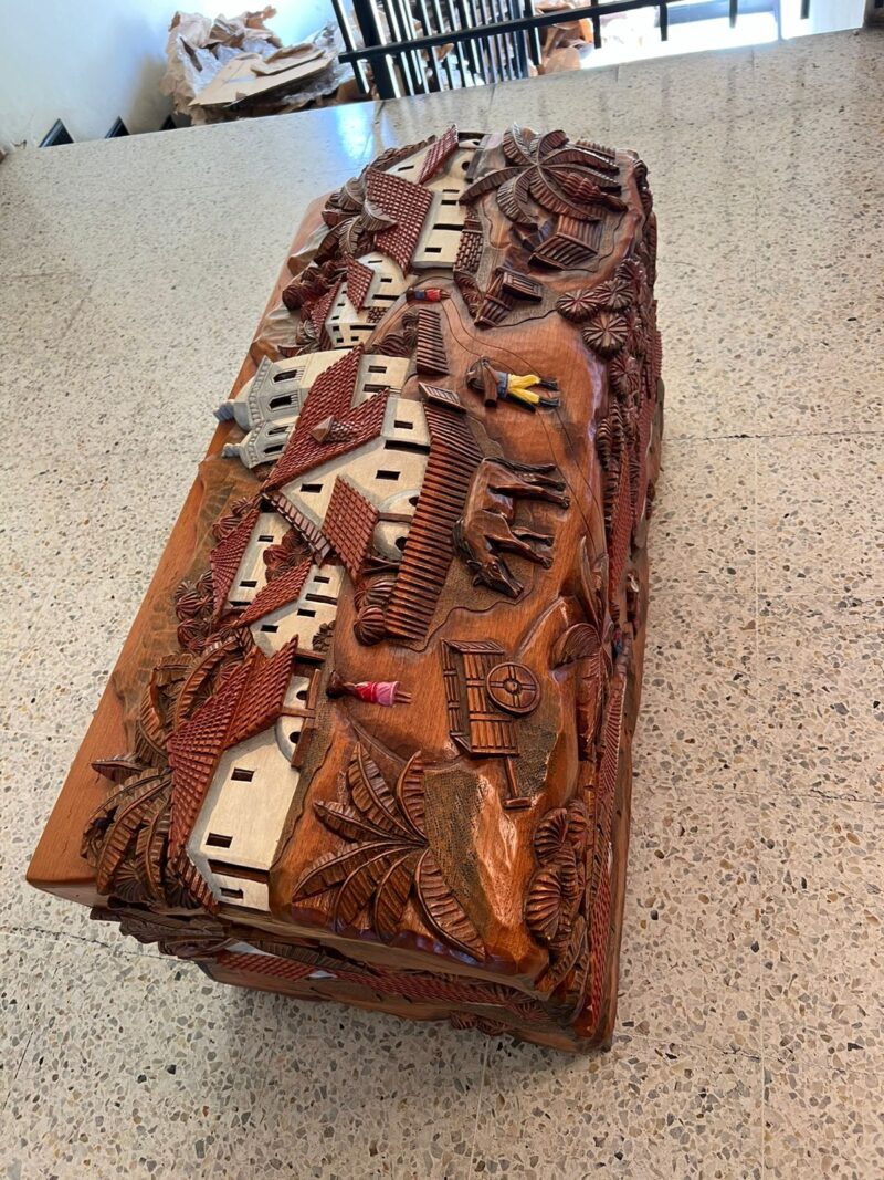 Hand-Carved Cedar Wood Chest - Image 4
