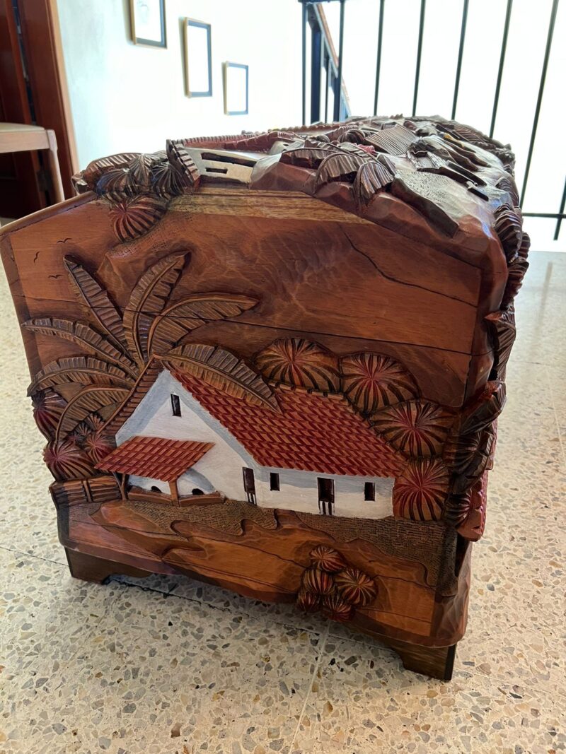 Hand-Carved Cedar Wood Chest - Image 5
