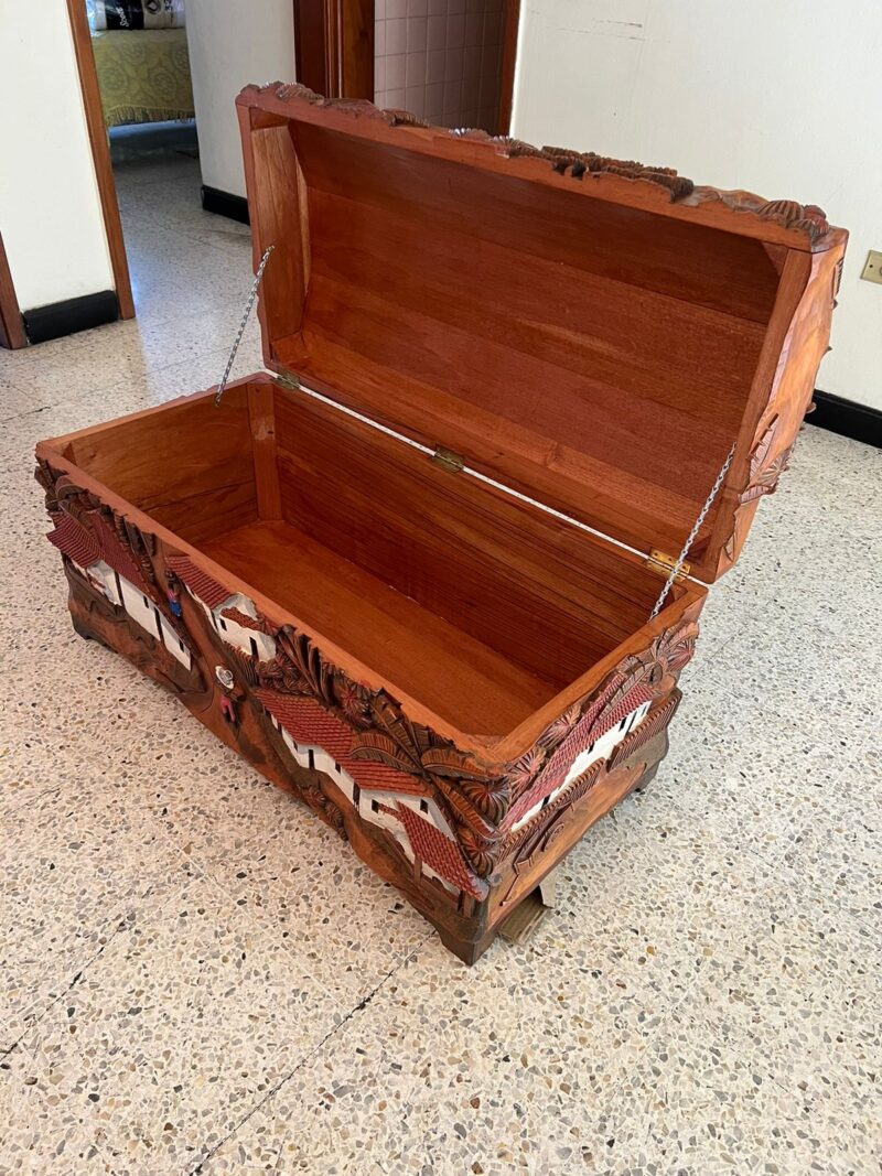 Hand-Carved Cedar Wood Chest - Image 7