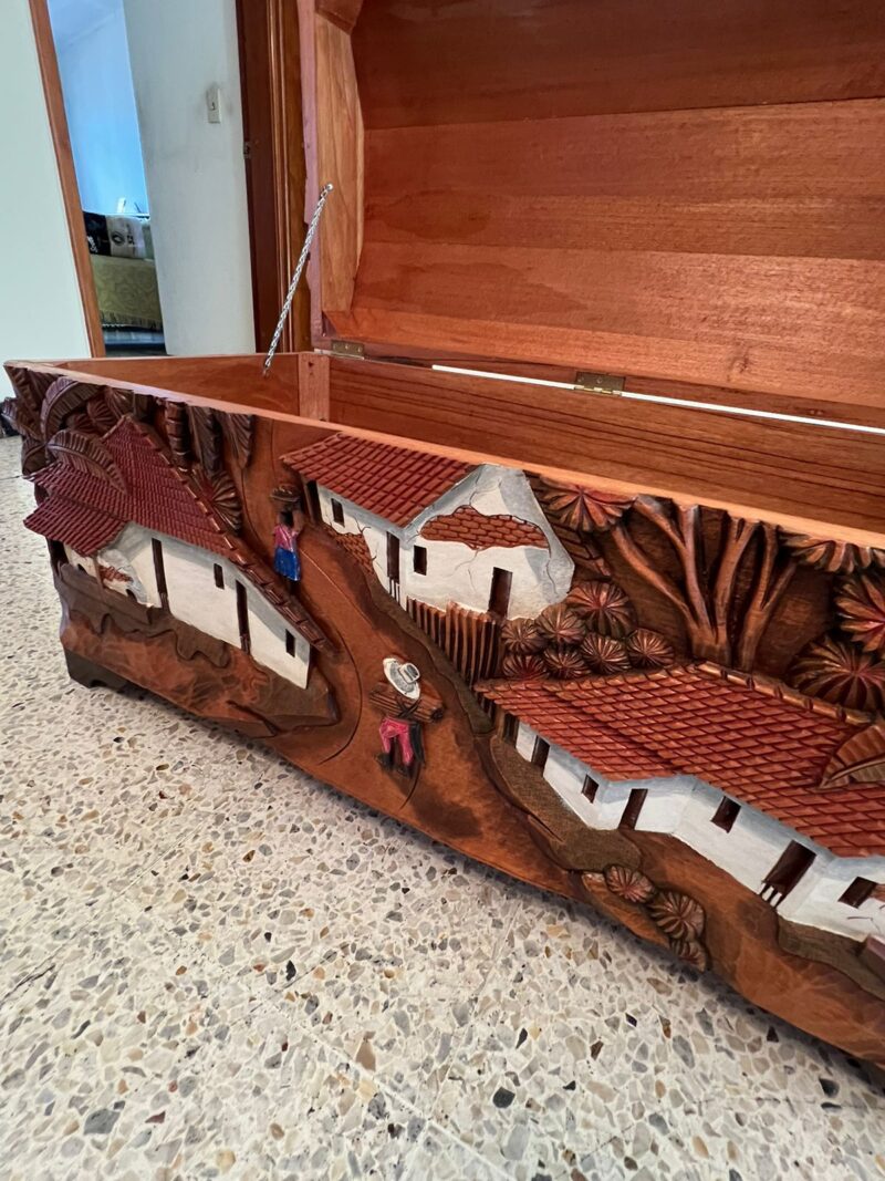 Hand-Carved Cedar Wood Chest - Image 8