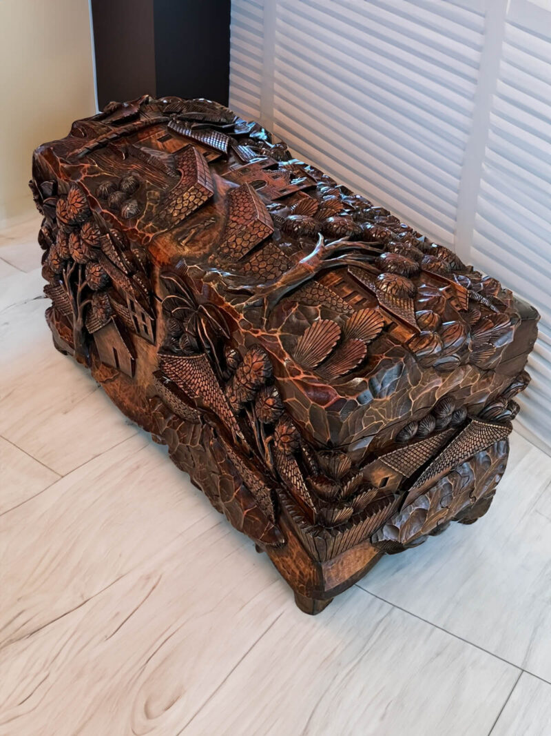 Hand-Carved Cedar Wood Chest