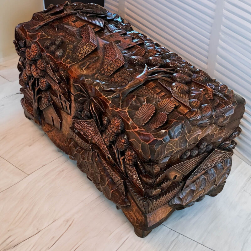 Hand-Carved Cedar Wood Chest